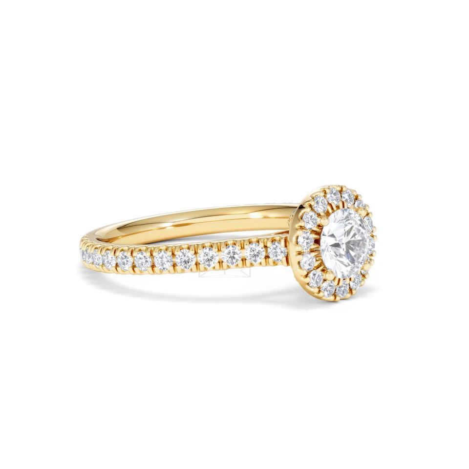 Reina Lab Diamond Halo Engagement Ring in 18K Gold 1.10ct F/VS1