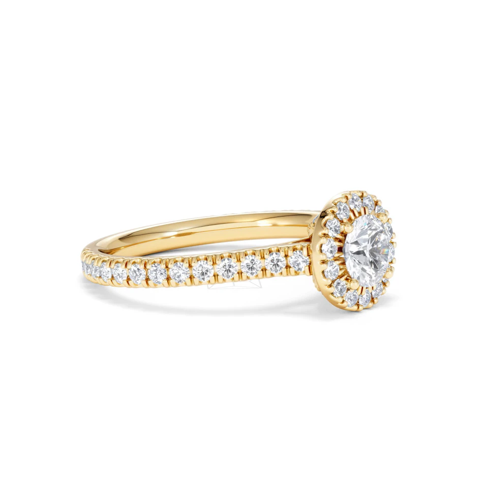 Reina Lab Diamond Halo Engagement Ring in 18K Gold 1.10ct F/VS1