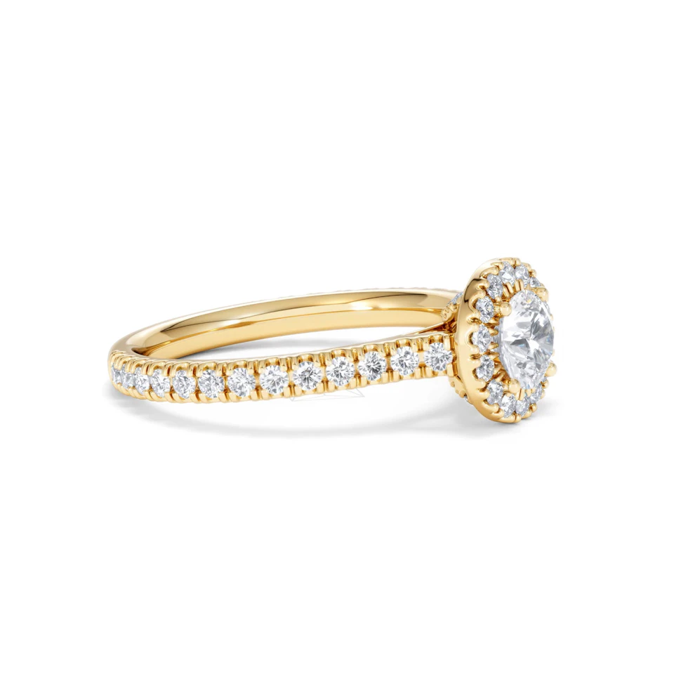 Reina Lab Diamond Halo Engagement Ring in 18K Gold 1.10ct F/VS1