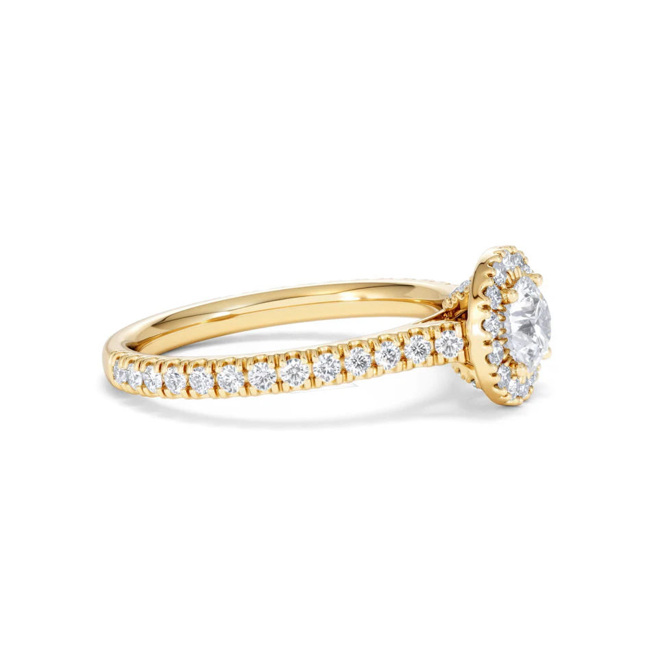 Reina Lab Diamond Halo Engagement Ring in 18K Gold 1.10ct F/VS1