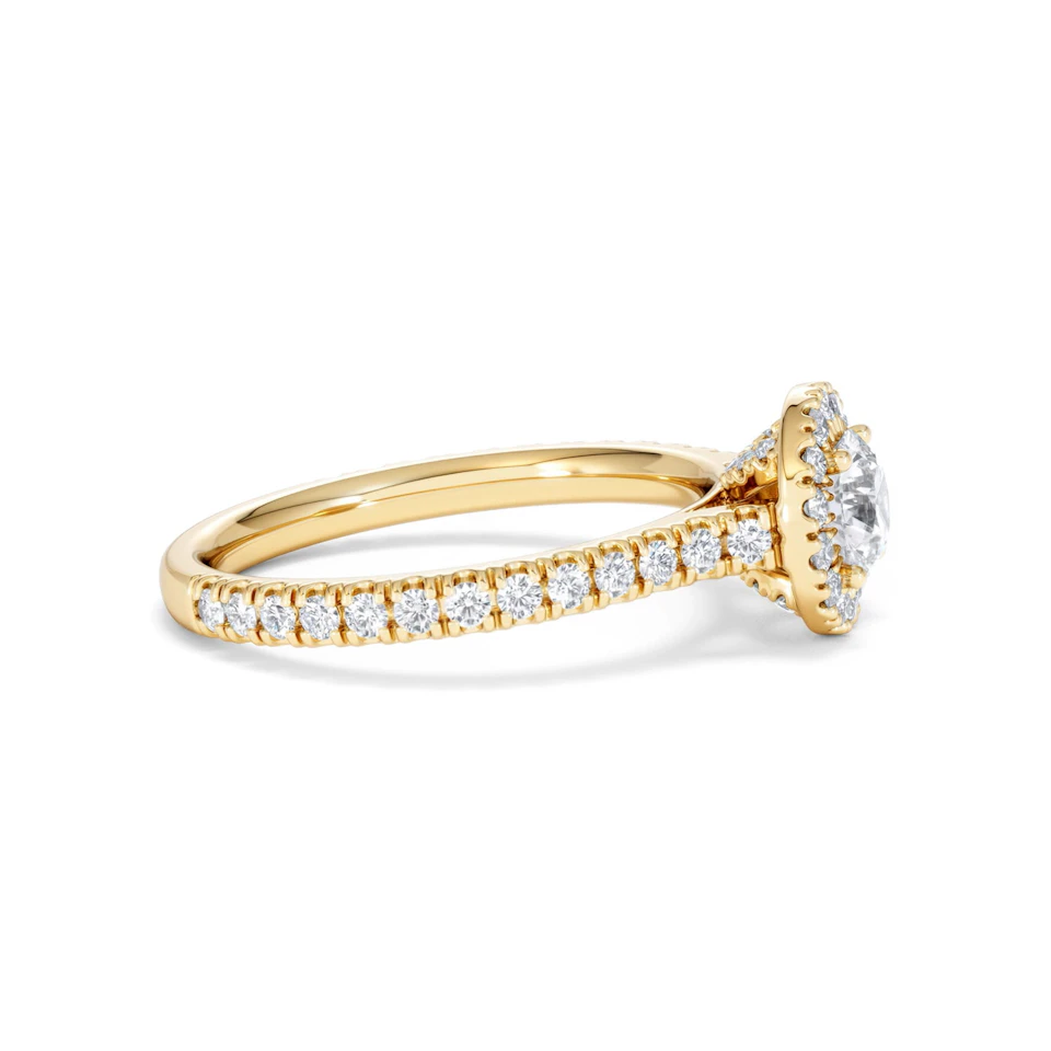 Reina Lab Diamond Halo Engagement Ring in 18K Gold 1.10ct F/VS1