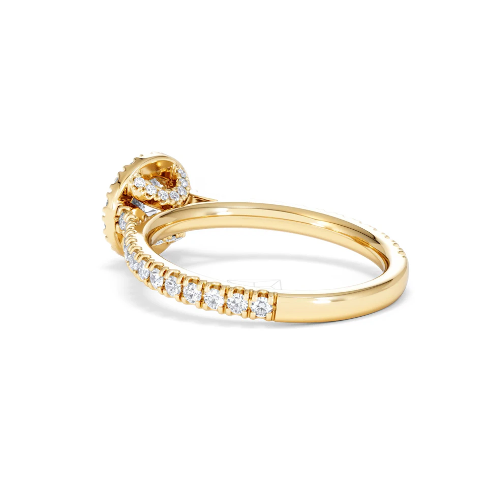 Reina Lab Diamond Halo Engagement Ring in 18K Gold 1.10ct F/VS1