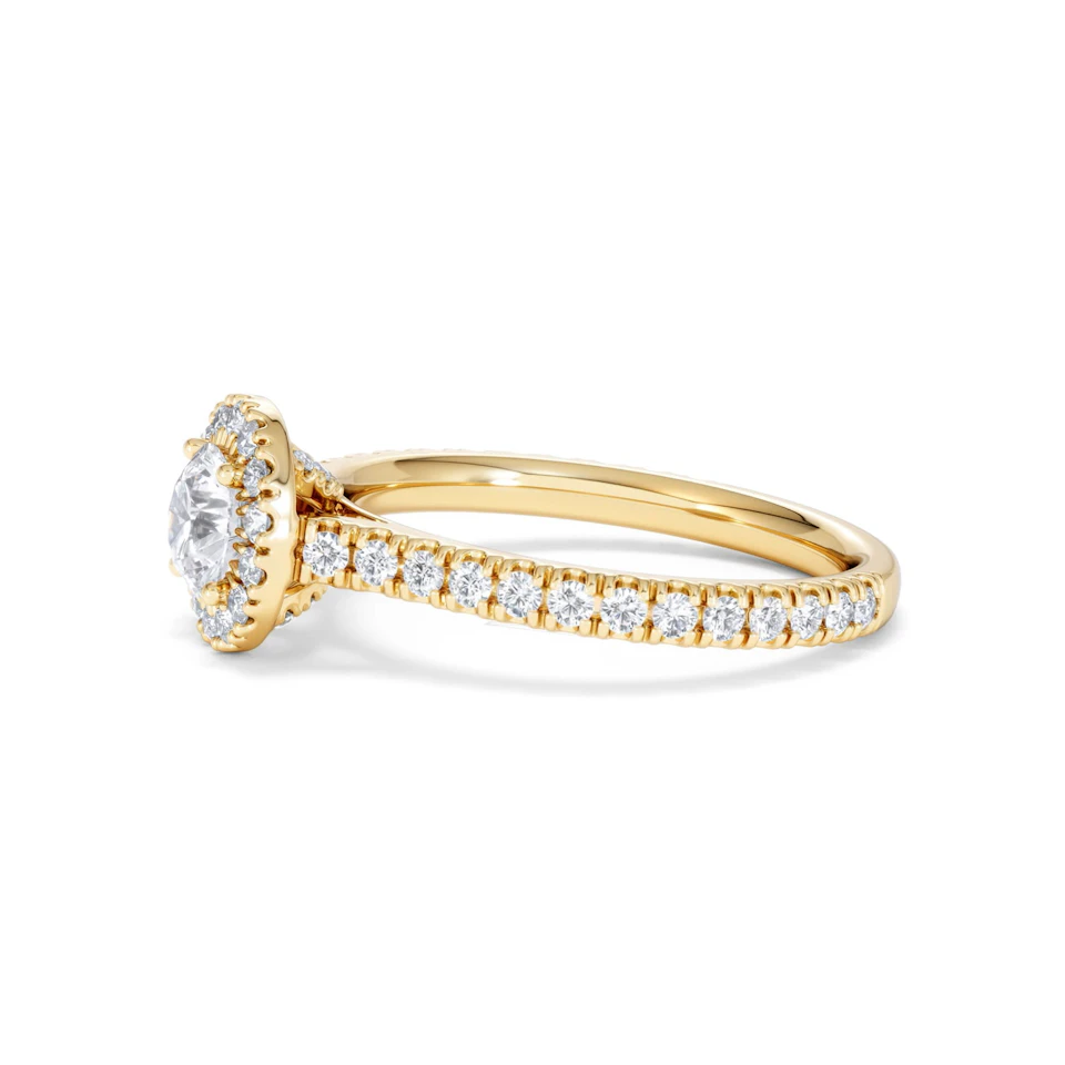 Reina Lab Diamond Halo Engagement Ring in 18K Gold 1.10ct F/VS1