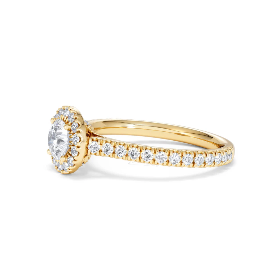 Reina Lab Diamond Halo Engagement Ring in 18K Gold 1.10ct F/VS1