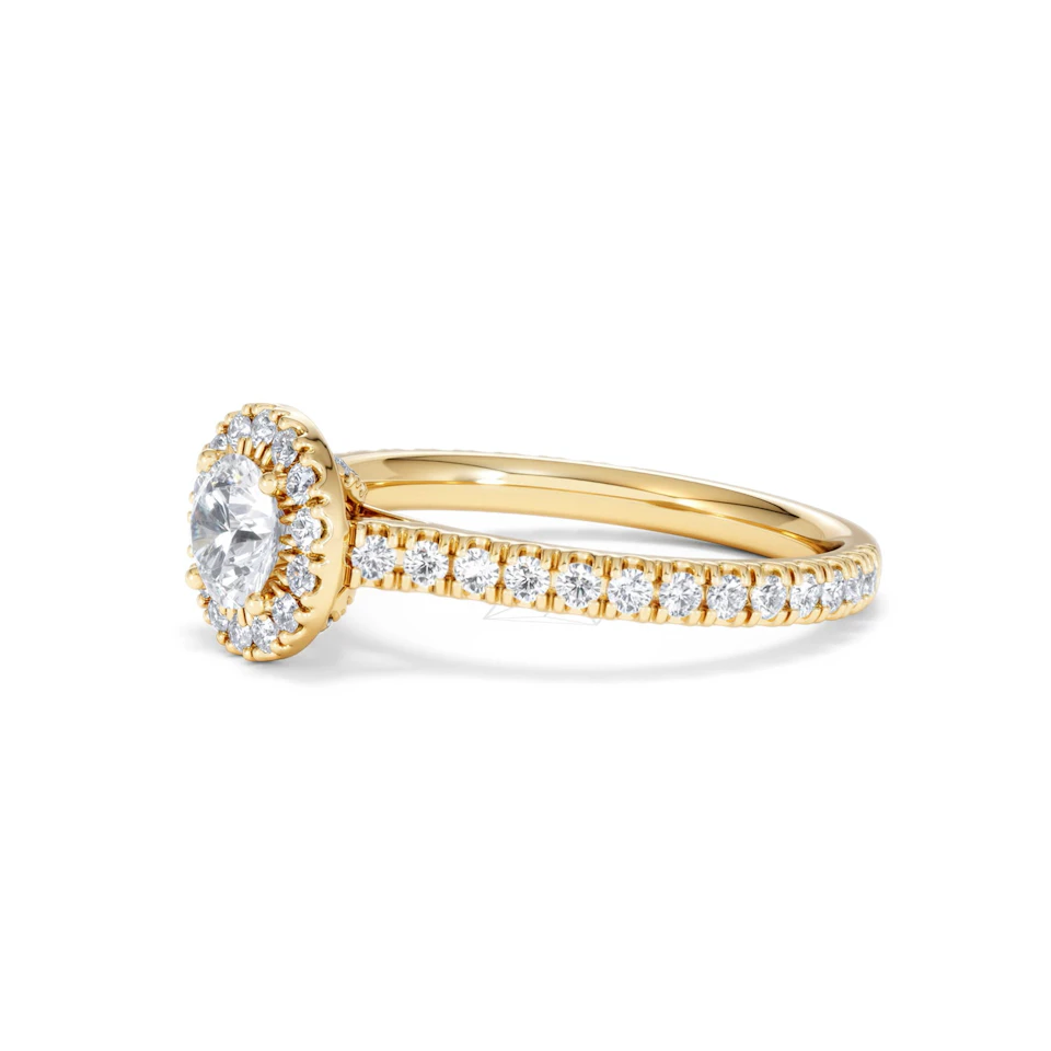 Reina Lab Diamond Halo Engagement Ring in 18K Gold 1.10ct F/VS1
