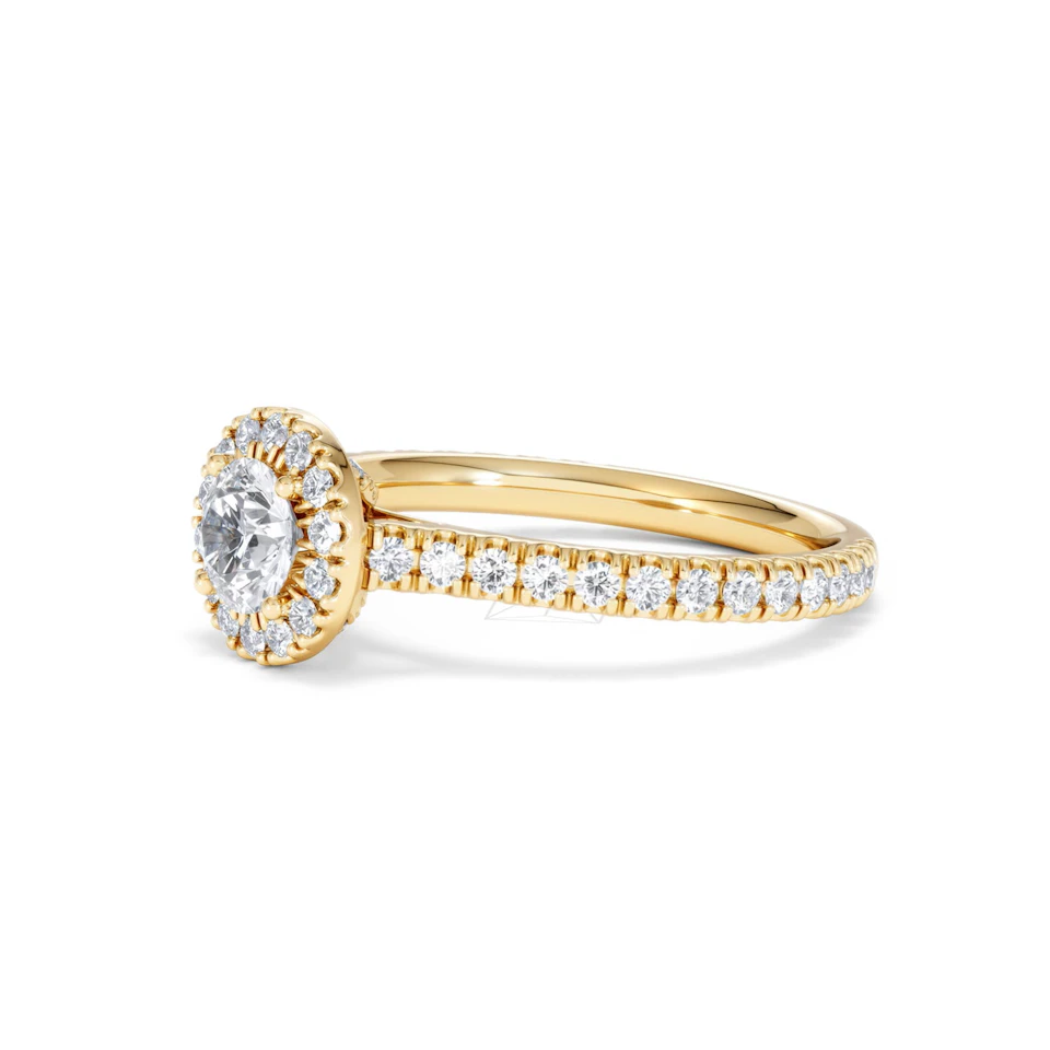 Reina Lab Diamond Halo Engagement Ring in 18K Gold 1.10ct F/VS1