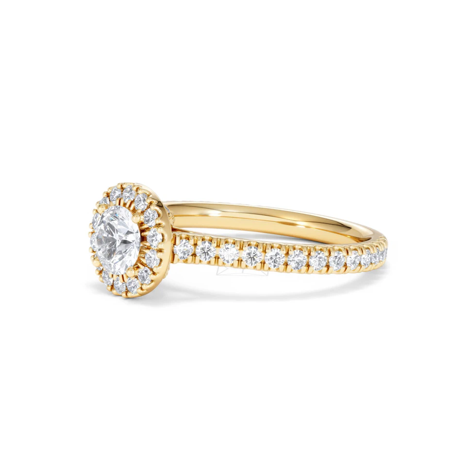 Reina Lab Diamond Halo Engagement Ring in 18K Gold 1.10ct F/VS1