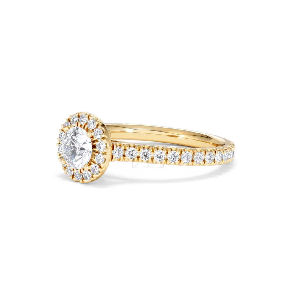 Reina Lab Diamond Halo Engagement Ring in 18K Gold 1.10ct F/VS1