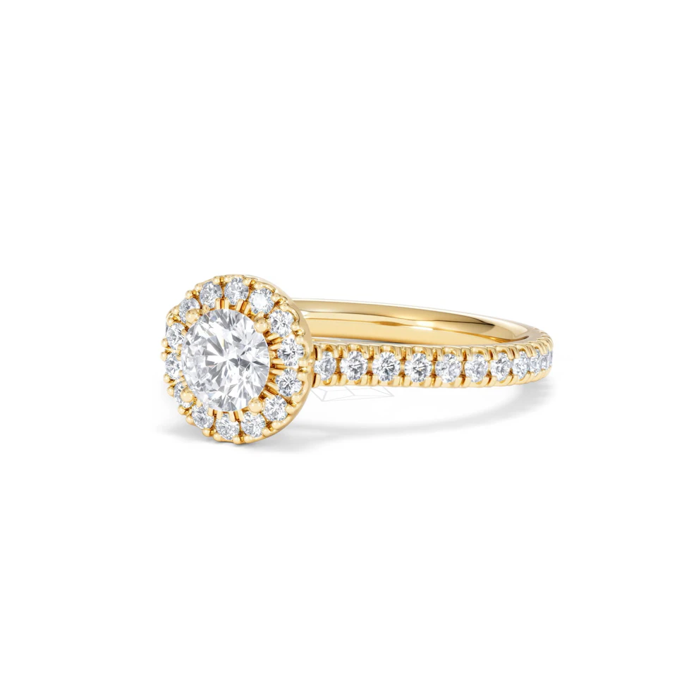 Reina Lab Diamond Halo Engagement Ring in 18K Gold 1.10ct F/VS1