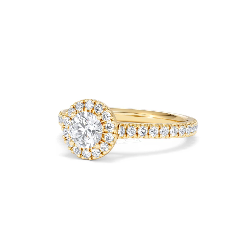 Reina Lab Diamond Halo Engagement Ring in 18K Gold 1.10ct F/VS1