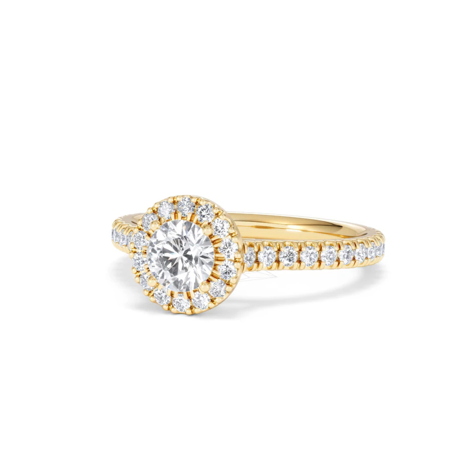 Reina Lab Diamond Halo Engagement Ring in 18K Gold 1.10ct F/VS1