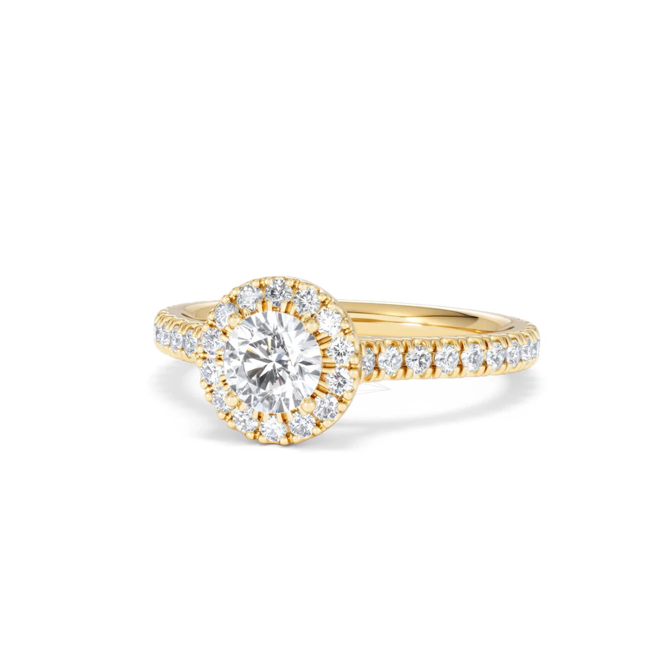 Reina Lab Diamond Halo Engagement Ring in 18K Gold 1.10ct F/VS1