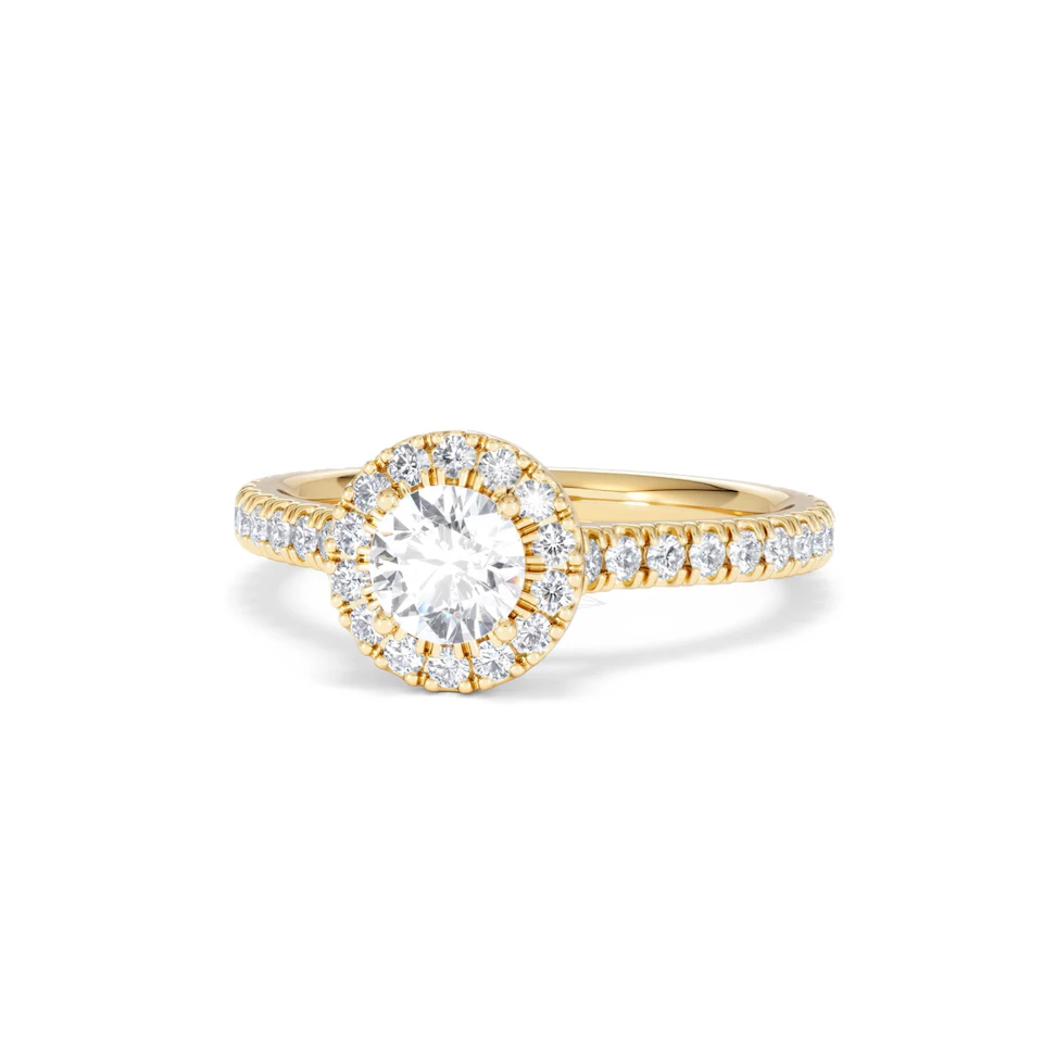 Reina Lab Diamond Halo Engagement Ring in 18K Gold 1.10ct F/VS1