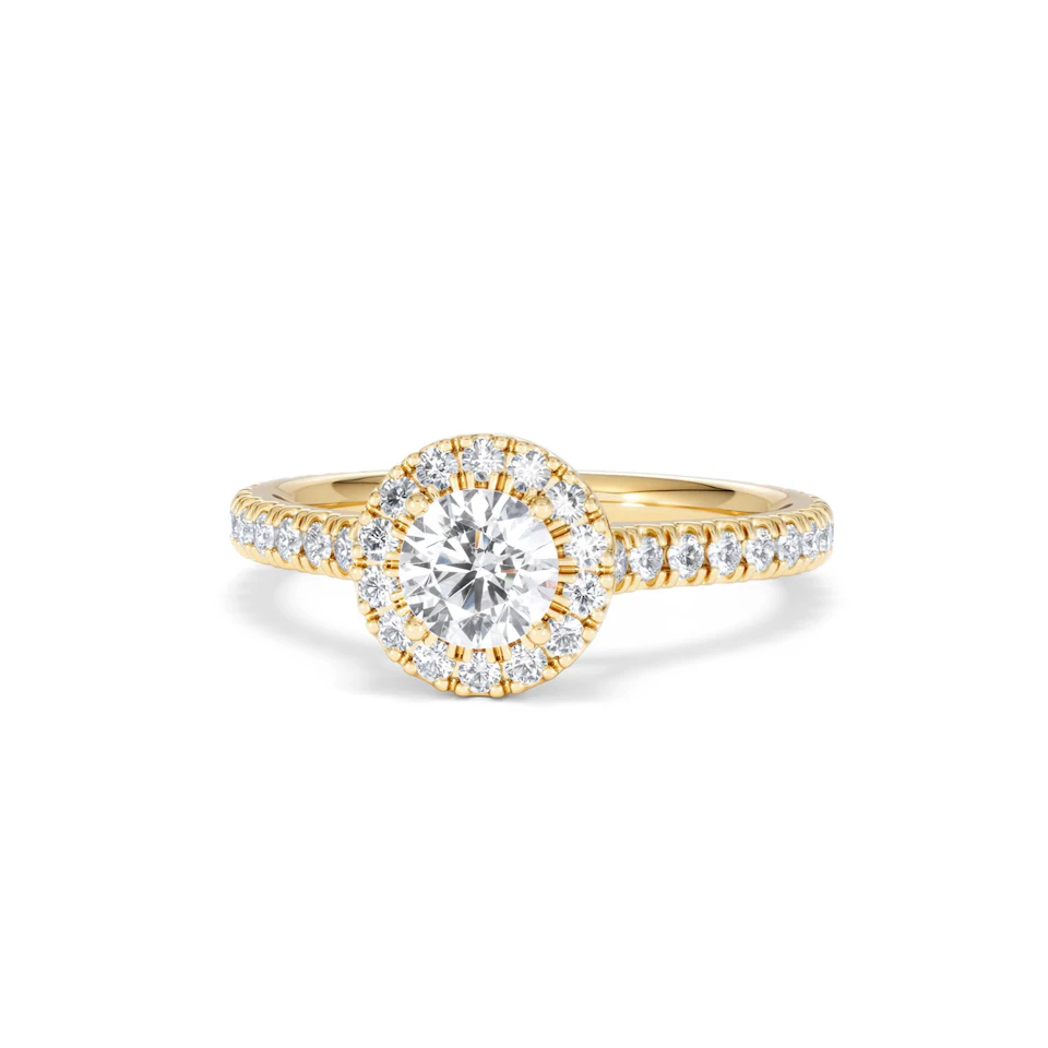 Reina Lab Diamond Halo Engagement Ring in 18K Gold 1.10ct F/VS1