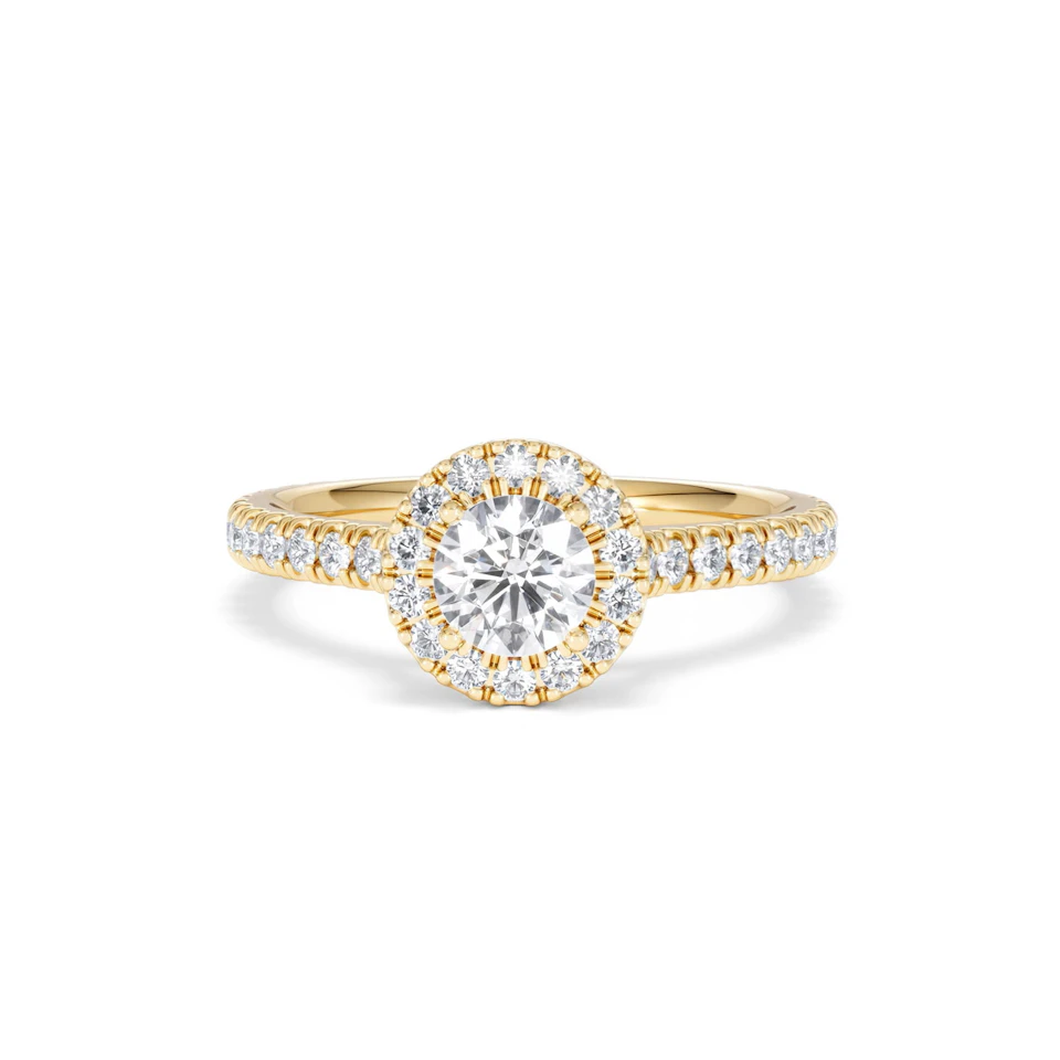 Reina Lab Diamond Halo Engagement Ring in 18K Gold 1.10ct F/VS1