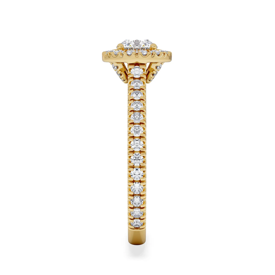 Reina Lab Diamond Halo Engagement Ring in 18K Gold 1.10ct F/VS1