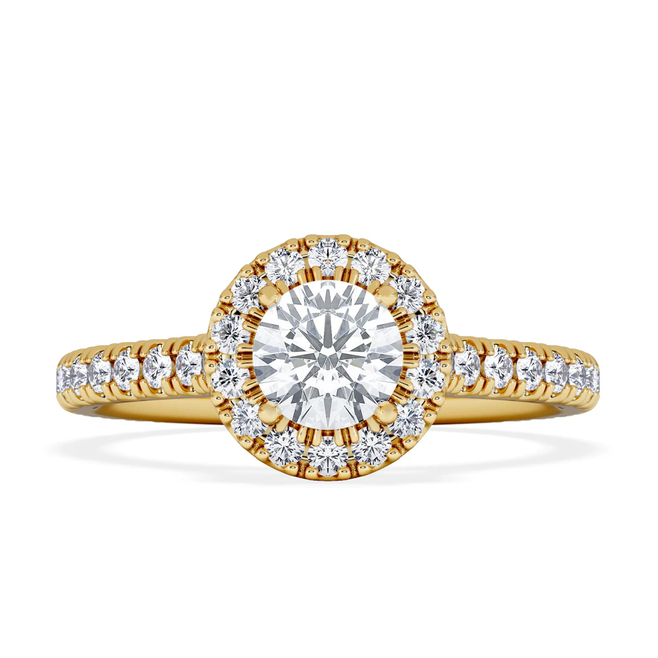 Reina Lab Diamond Halo Engagement Ring in 18K Gold 1.10ct F/VS1