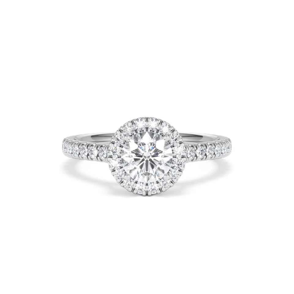 Reina GIA Diamond Halo Engagement Ring in Platinum 1.40ct G/SI2