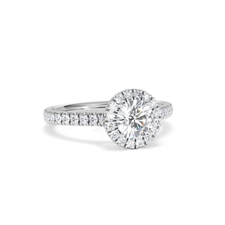 Reina GIA Diamond Halo Engagement Ring in Platinum 1.40ct G/SI2