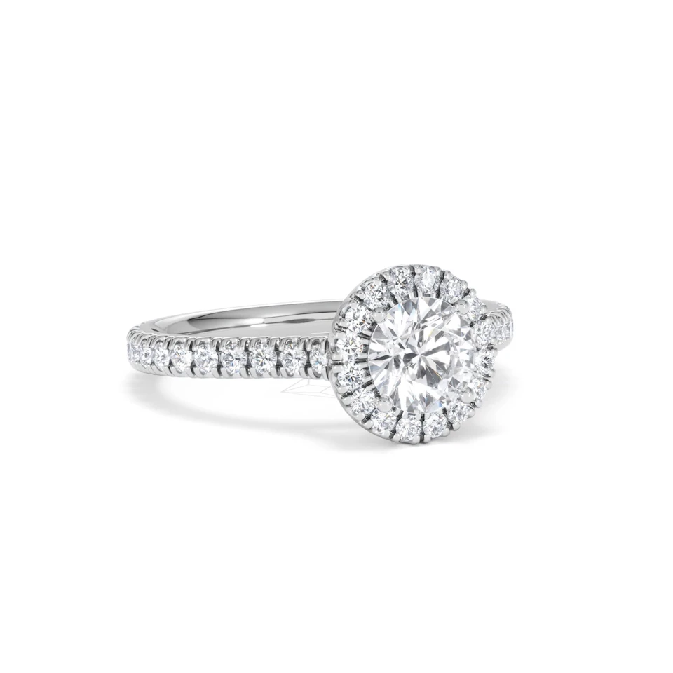 Reina GIA Diamond Halo Engagement Ring in Platinum 1.40ct G/SI2