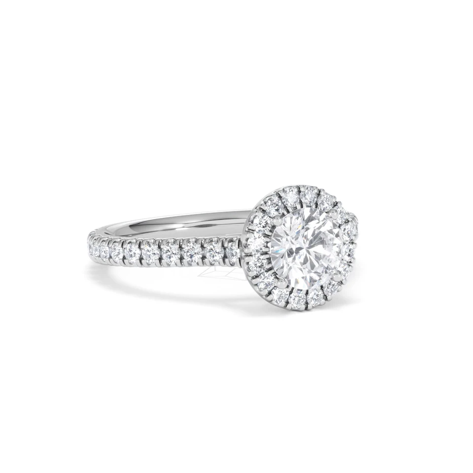 Reina GIA Diamond Halo Engagement Ring in Platinum 1.40ct G/SI2