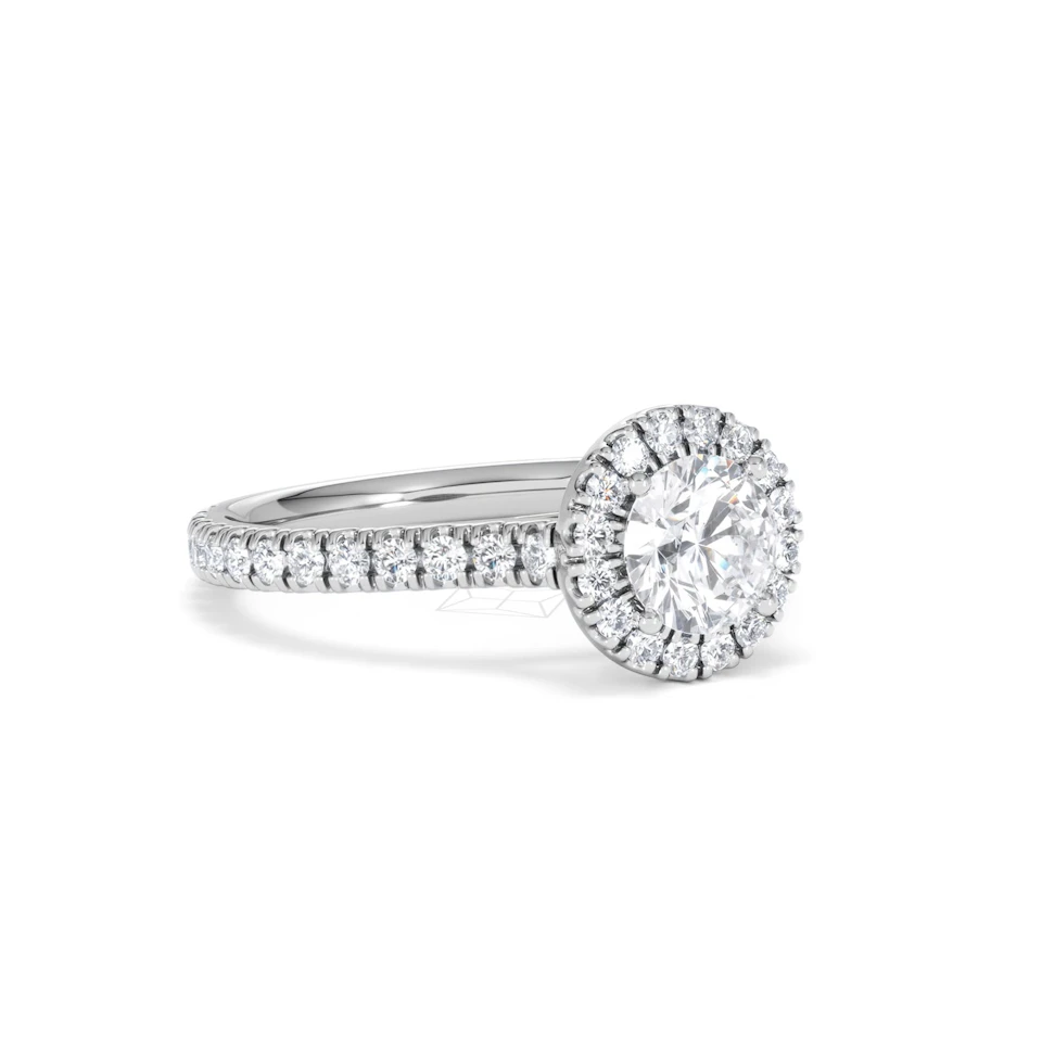 Reina GIA Diamond Halo Engagement Ring in 18K White Gold 1.40ct G/SI2