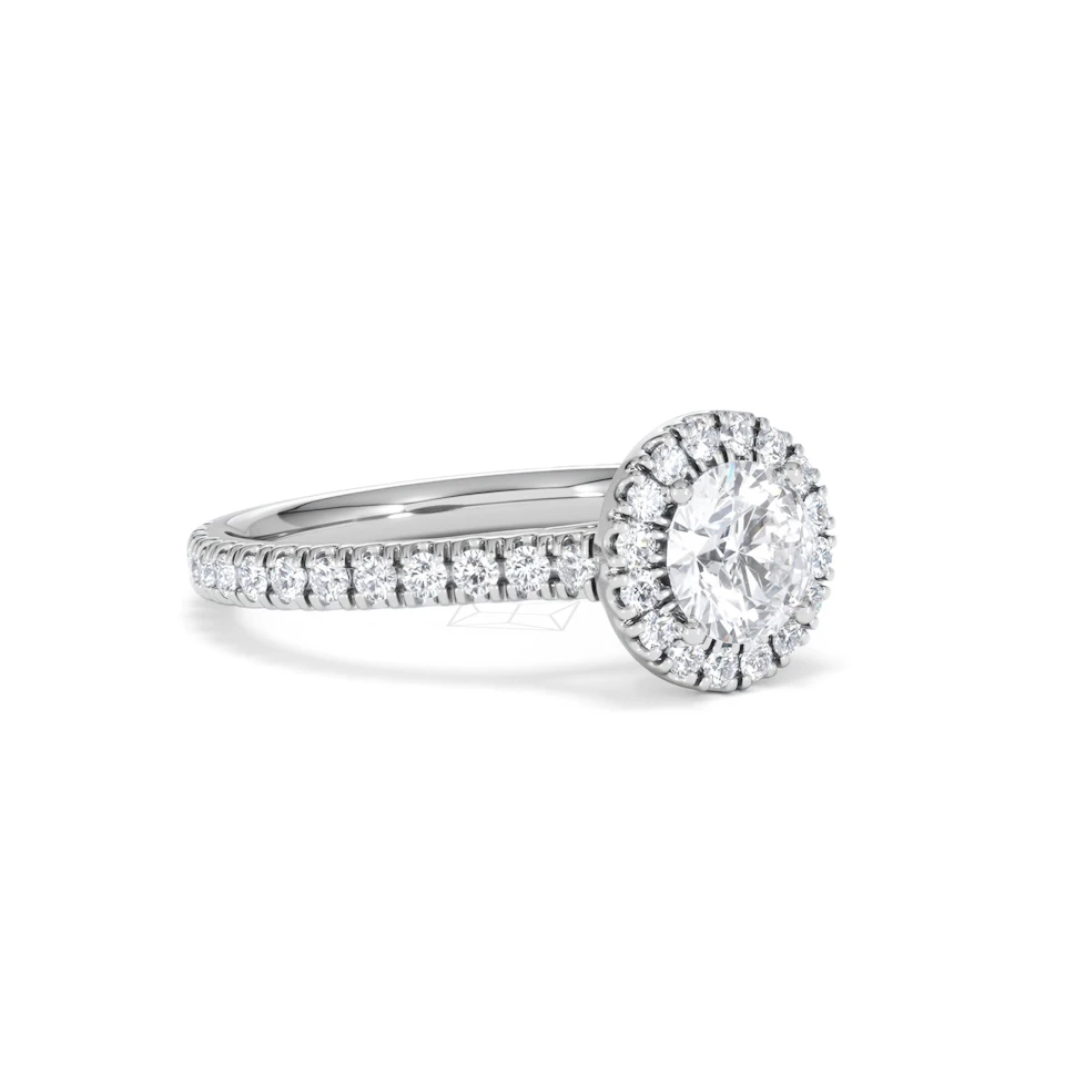 Reina GIA Diamond Halo Engagement Ring in Platinum 1.40ct G/SI2