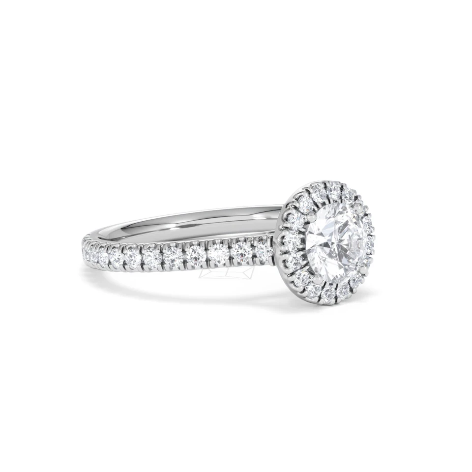 Reina GIA Diamond Halo Engagement Ring in Platinum 1.40ct G/SI2