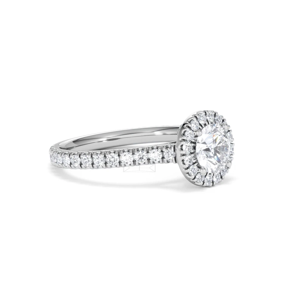 Reina GIA Diamond Halo Engagement Ring in 18K White Gold 1.40ct G/SI2
