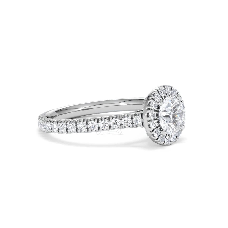 Reina GIA Diamond Halo Engagement Ring in Platinum 1.40ct G/SI2