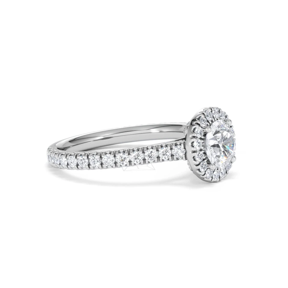 Reina GIA Diamond Halo Engagement Ring in Platinum 1.40ct G/SI2