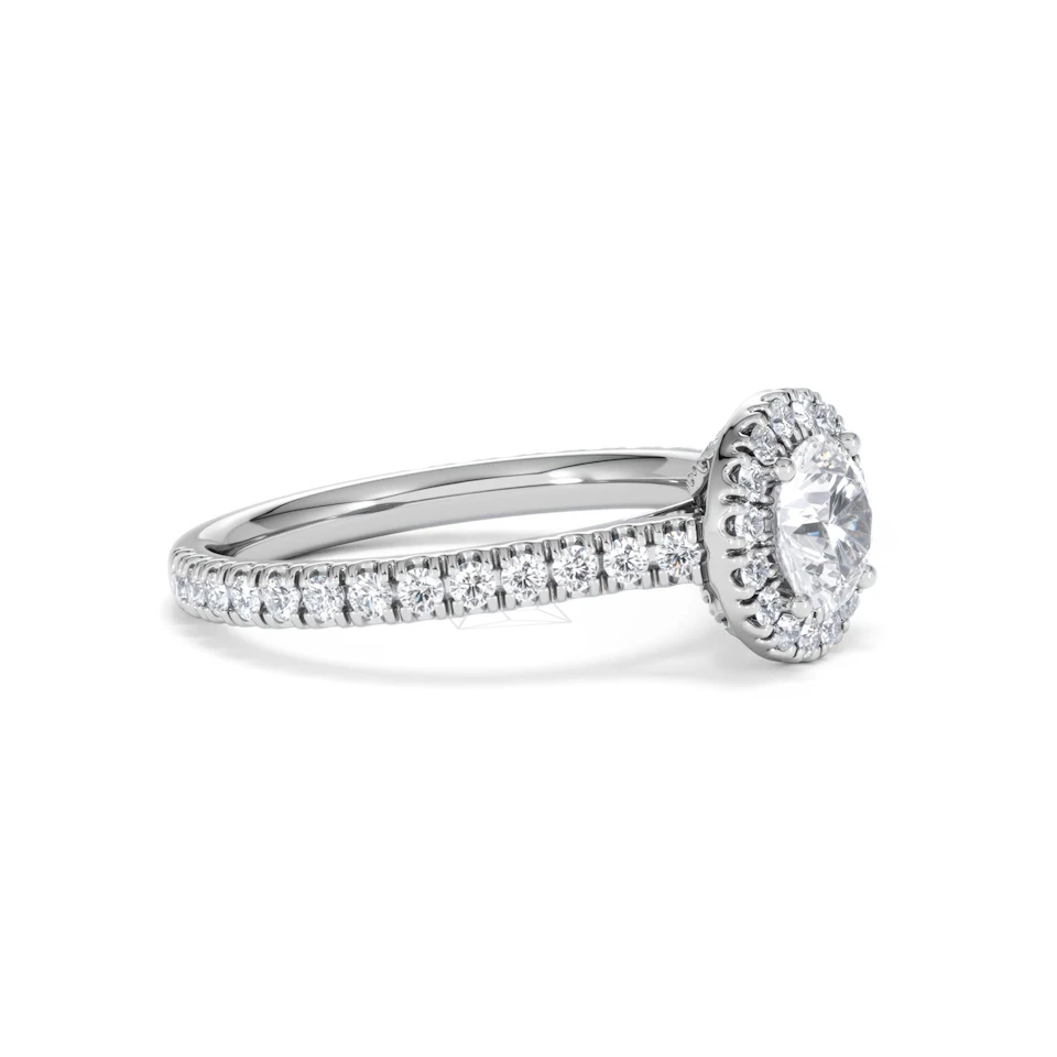 Reina GIA Diamond Halo Engagement Ring in Platinum 1.40ct G/SI2