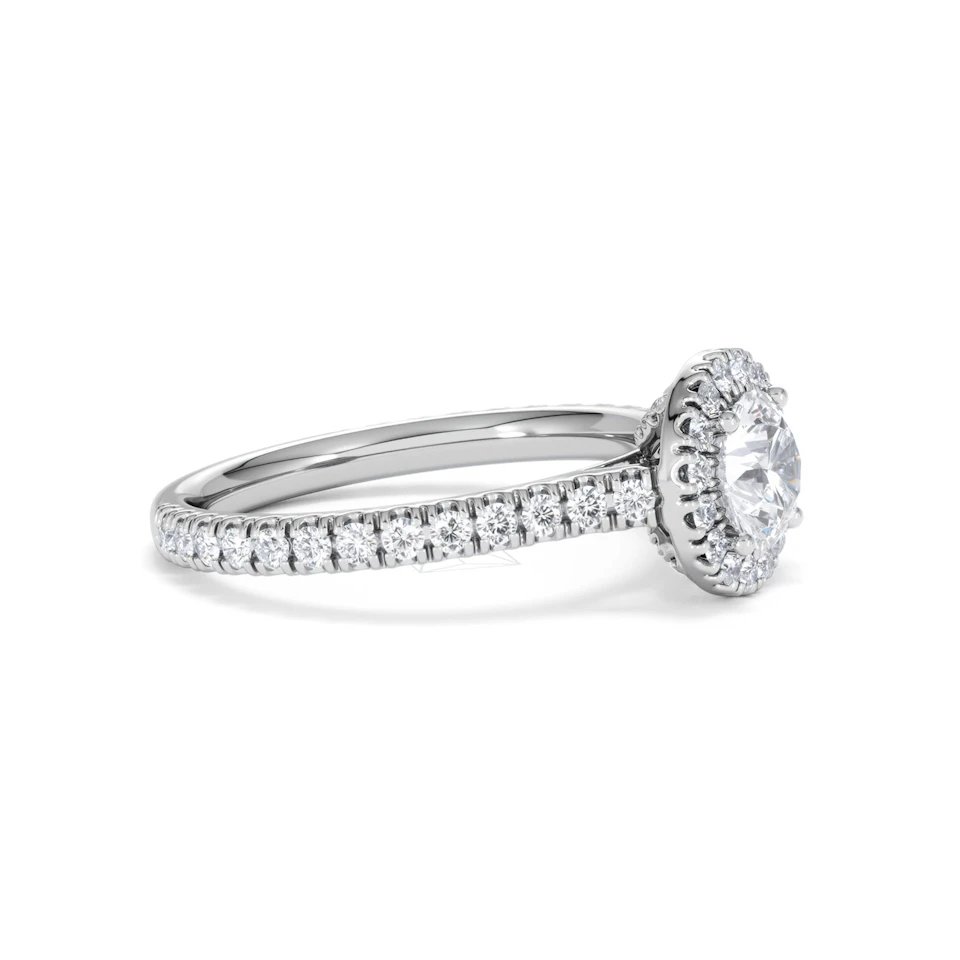 Reina GIA Diamond Halo Engagement Ring in 18K White Gold 1.40ct G/SI2