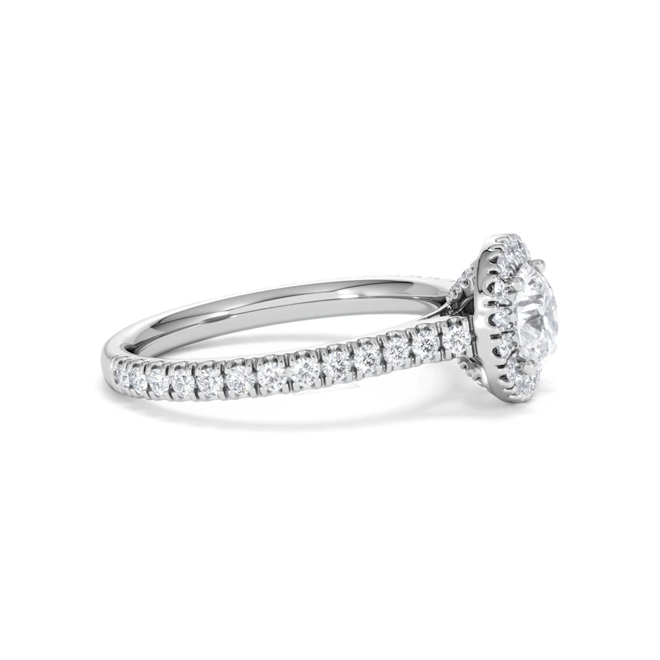 Reina GIA Diamond Halo Engagement Ring in 18K White Gold 1.40ct G/SI2