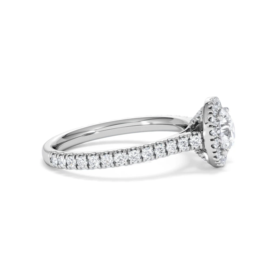 Reina GIA Diamond Halo Engagement Ring in Platinum 1.40ct G/SI2