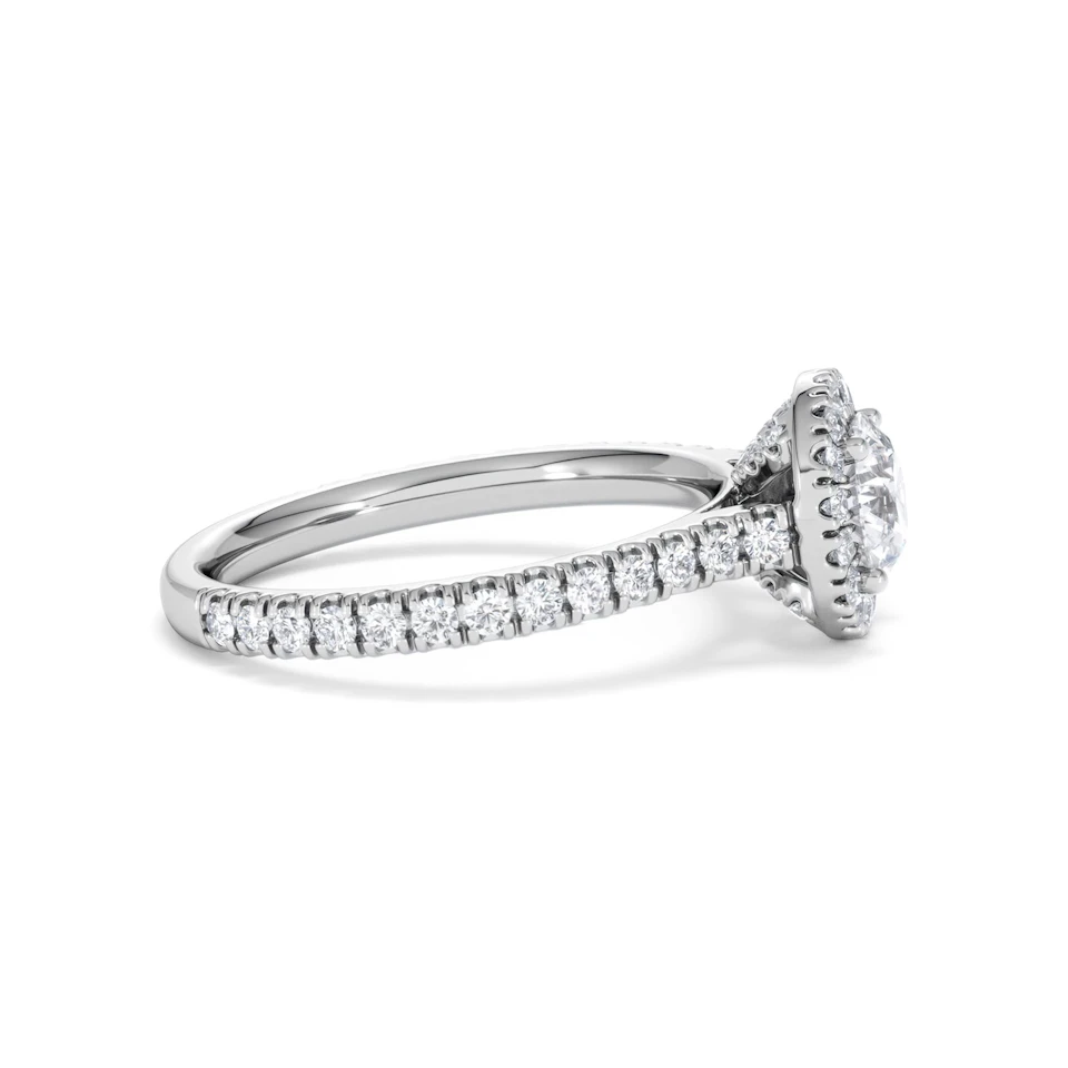Reina GIA Diamond Halo Engagement Ring in 18K White Gold 1.40ct G/SI2
