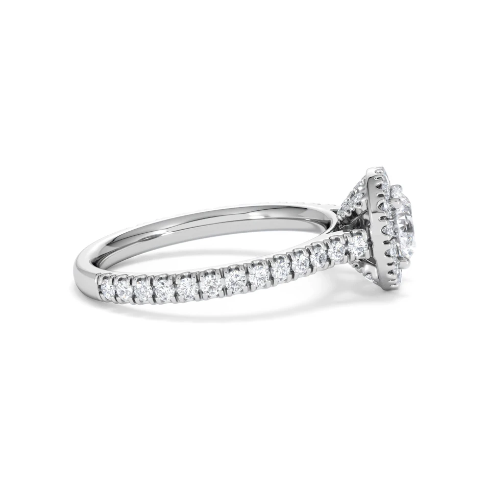 Reina GIA Diamond Halo Engagement Ring in 18K White Gold 1.40ct G/SI2