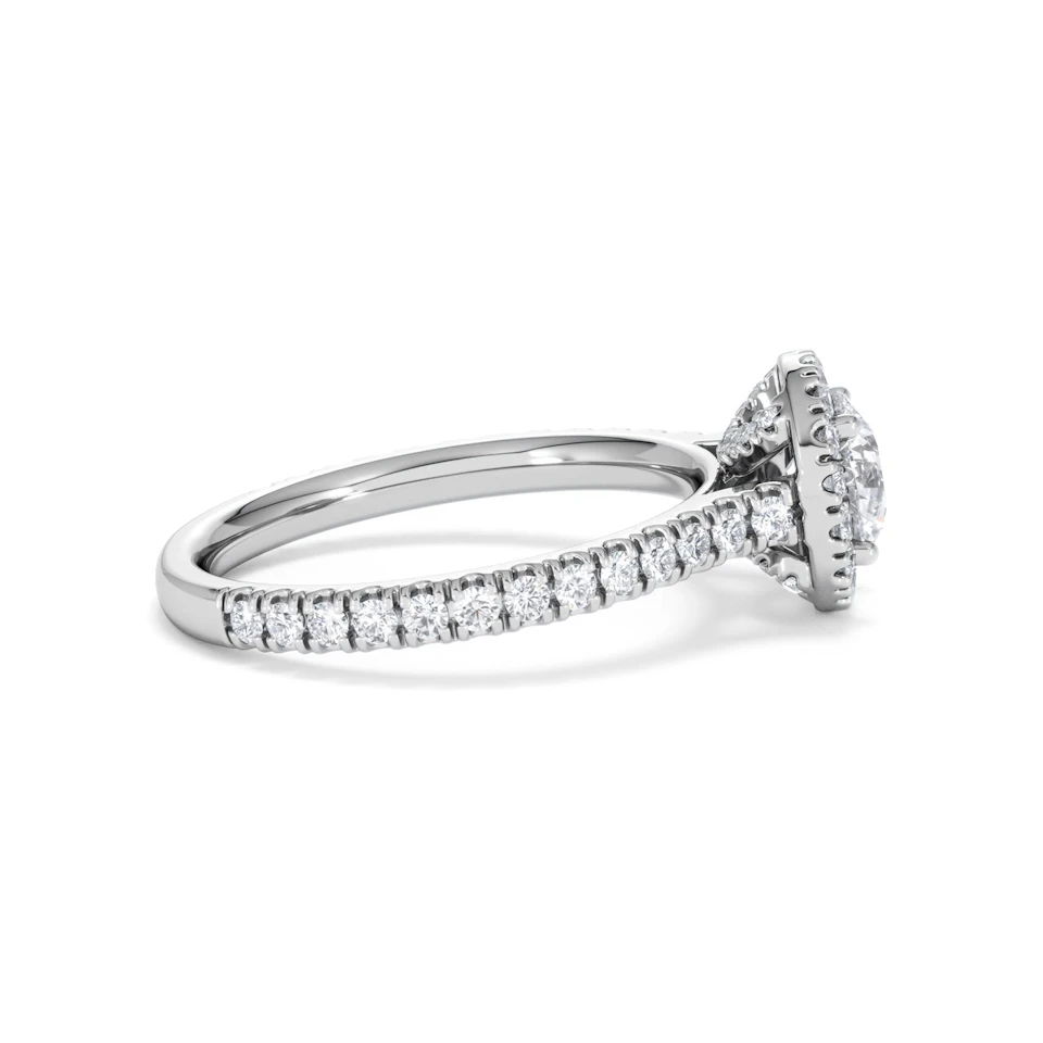 Reina GIA Diamond Halo Engagement Ring in Platinum 1.40ct G/SI2