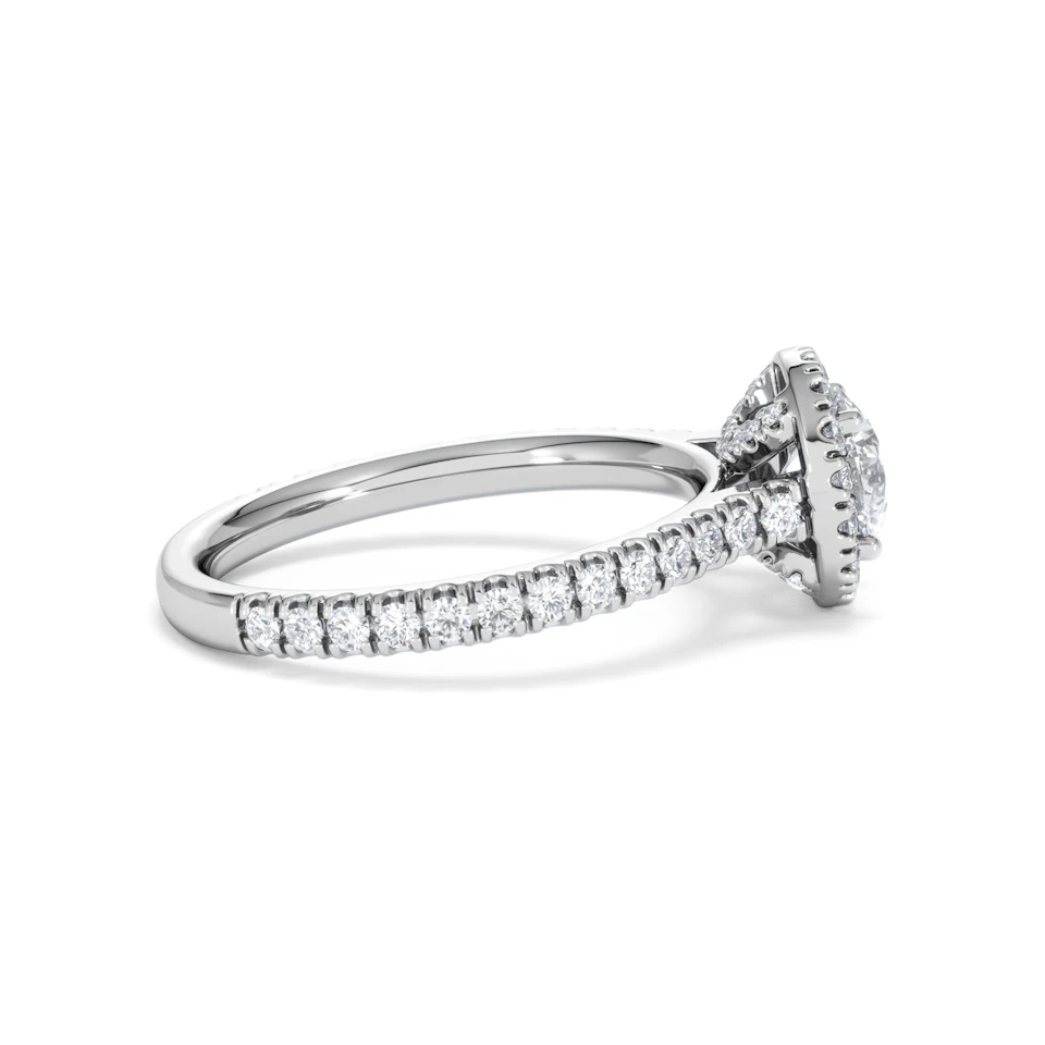 Reina GIA Diamond Halo Engagement Ring in Platinum 1.40ct G/SI2