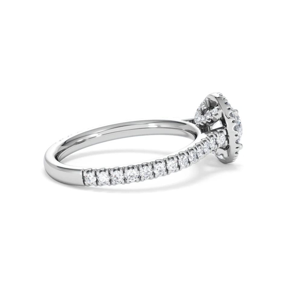 Reina GIA Diamond Halo Engagement Ring in 18K White Gold 1.40ct G/SI2