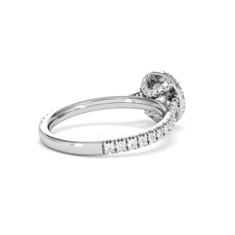 Reina GIA Diamond Halo Engagement Ring in 18K White Gold 1.40ct G/SI2