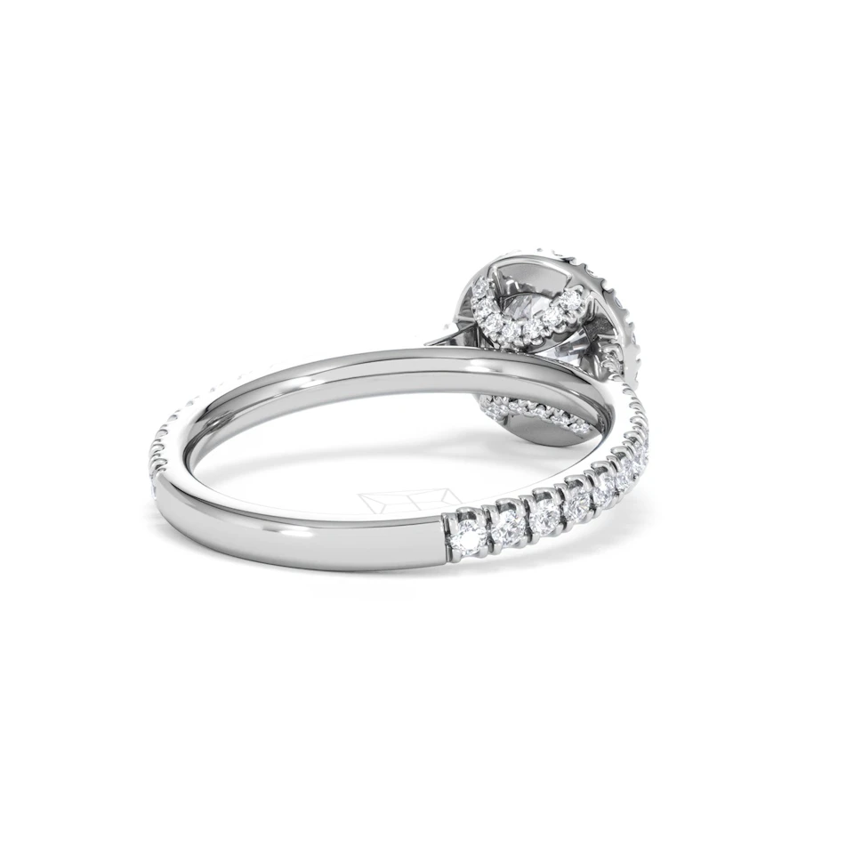 Reina GIA Diamond Halo Engagement Ring in 18K White Gold 1.40ct G/SI2