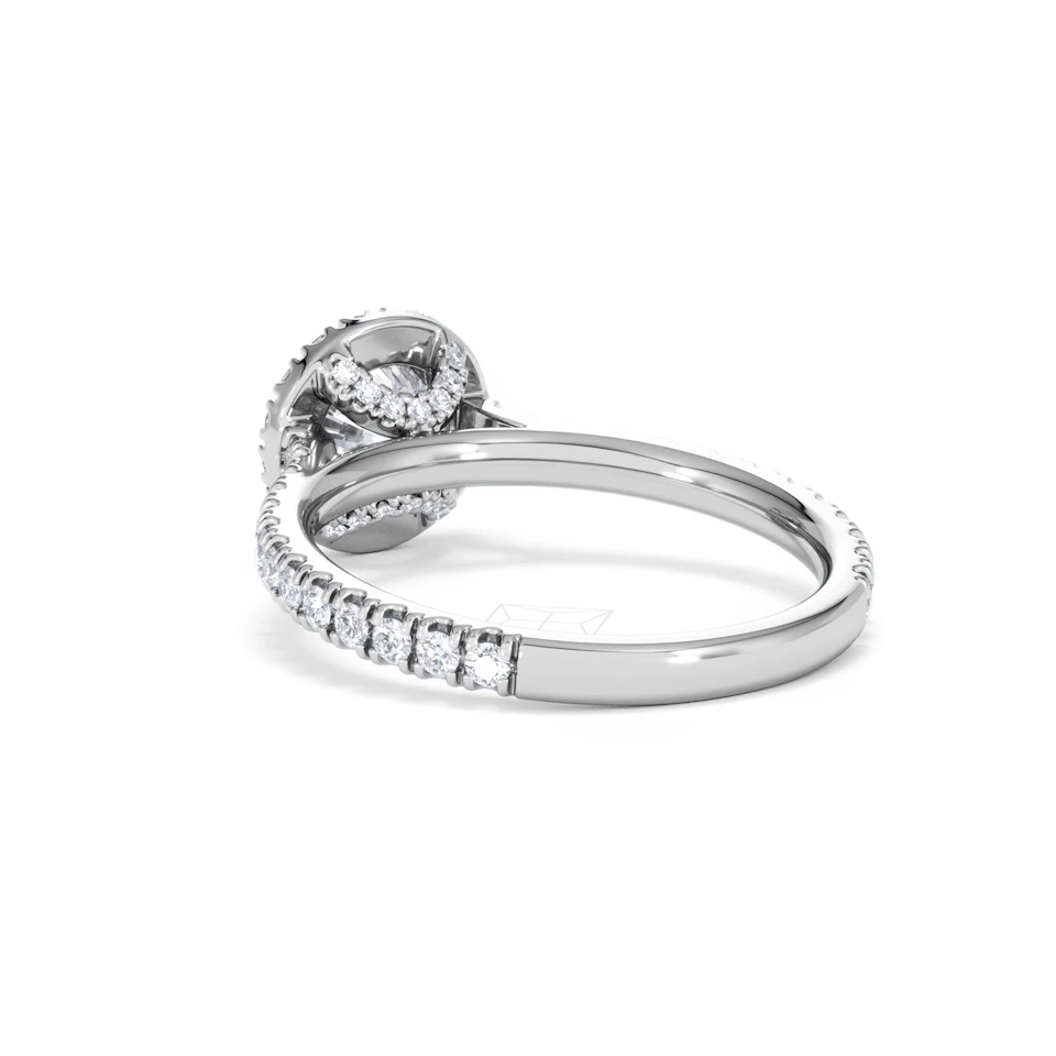 Reina GIA Diamond Halo Engagement Ring in 18K White Gold 1.40ct G/SI2