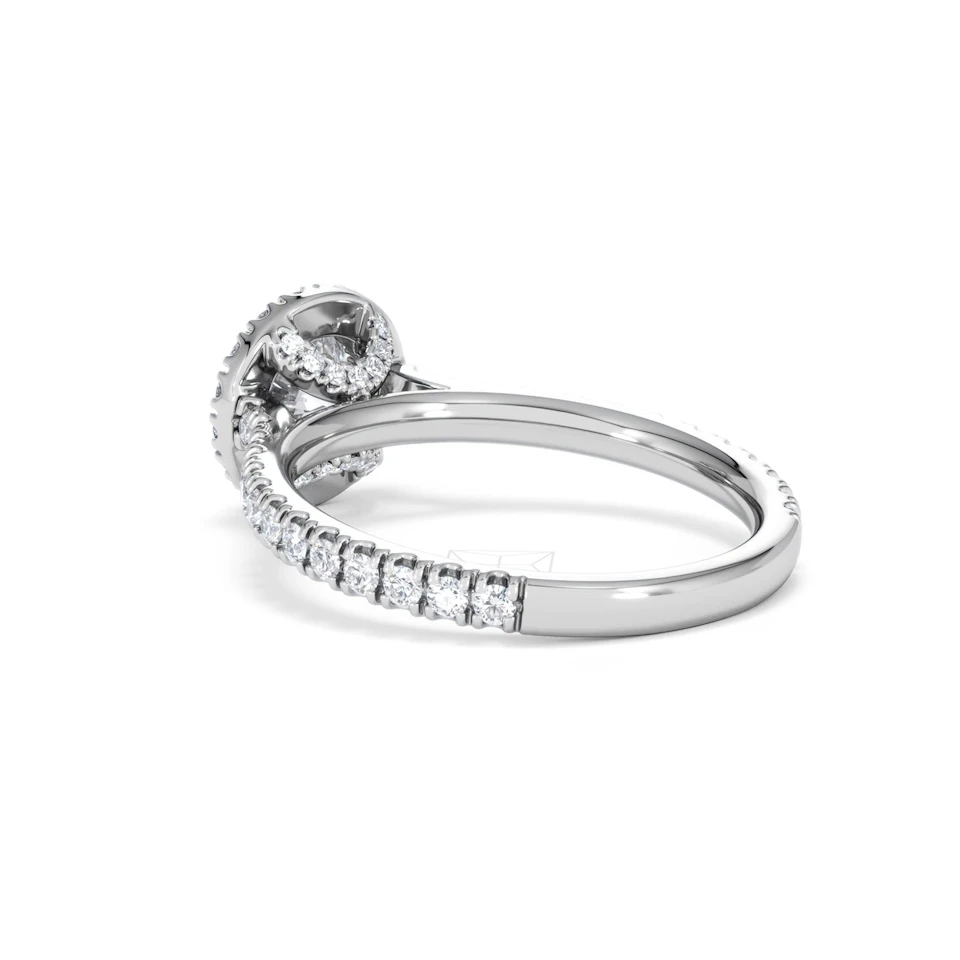 Reina GIA Diamond Halo Engagement Ring in 18K White Gold 1.40ct G/SI2