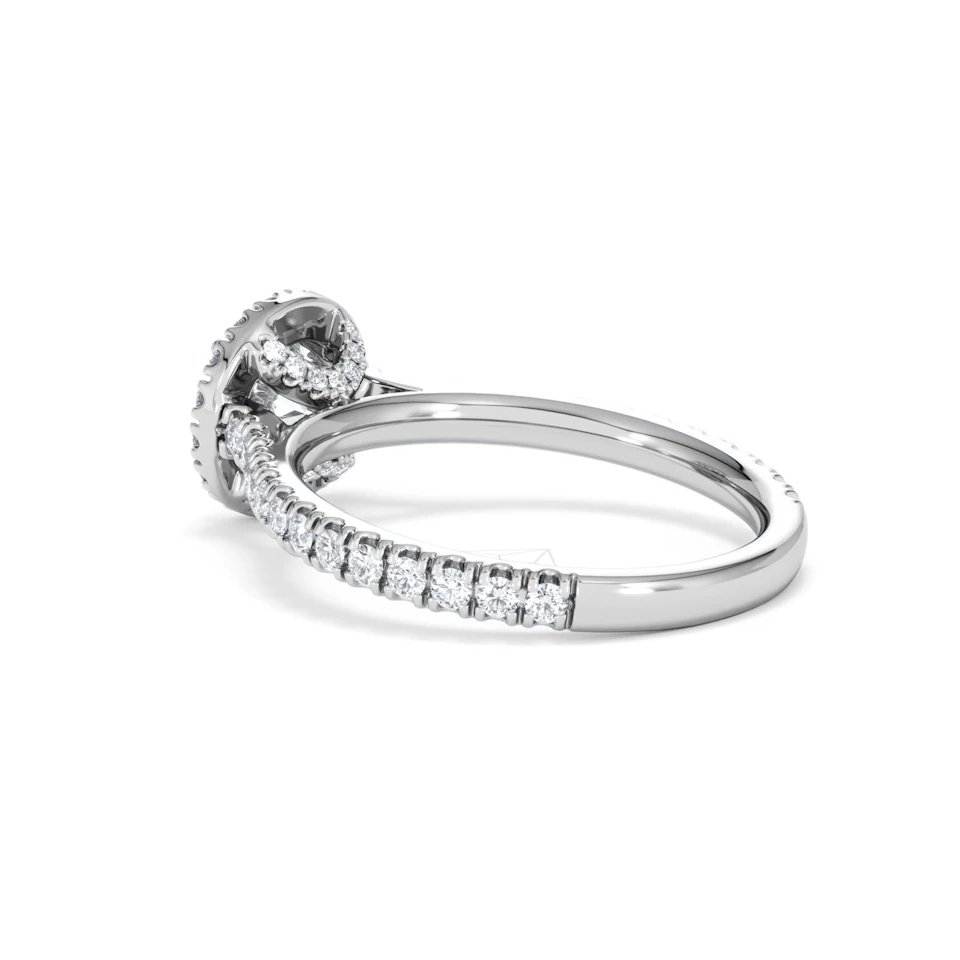 Reina GIA Diamond Halo Engagement Ring in 18K White Gold 1.40ct G/SI2