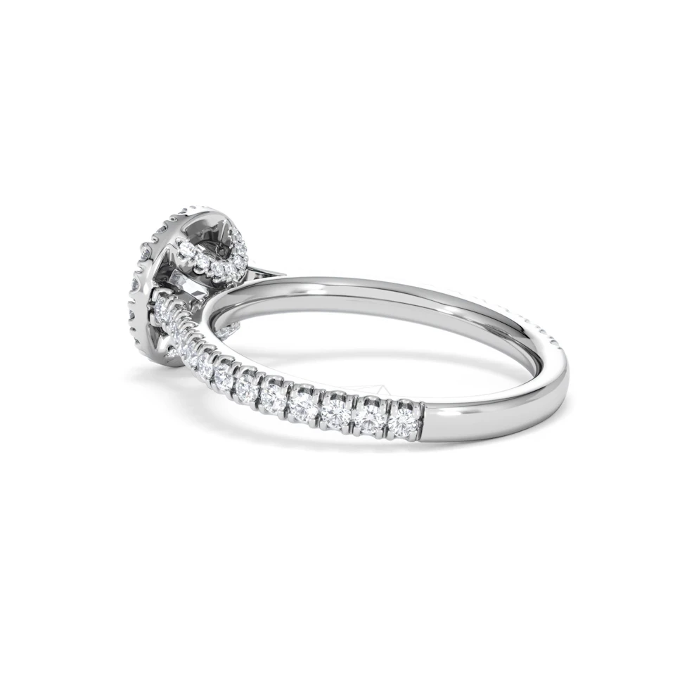 Reina GIA Diamond Halo Engagement Ring in Platinum 1.40ct G/SI2