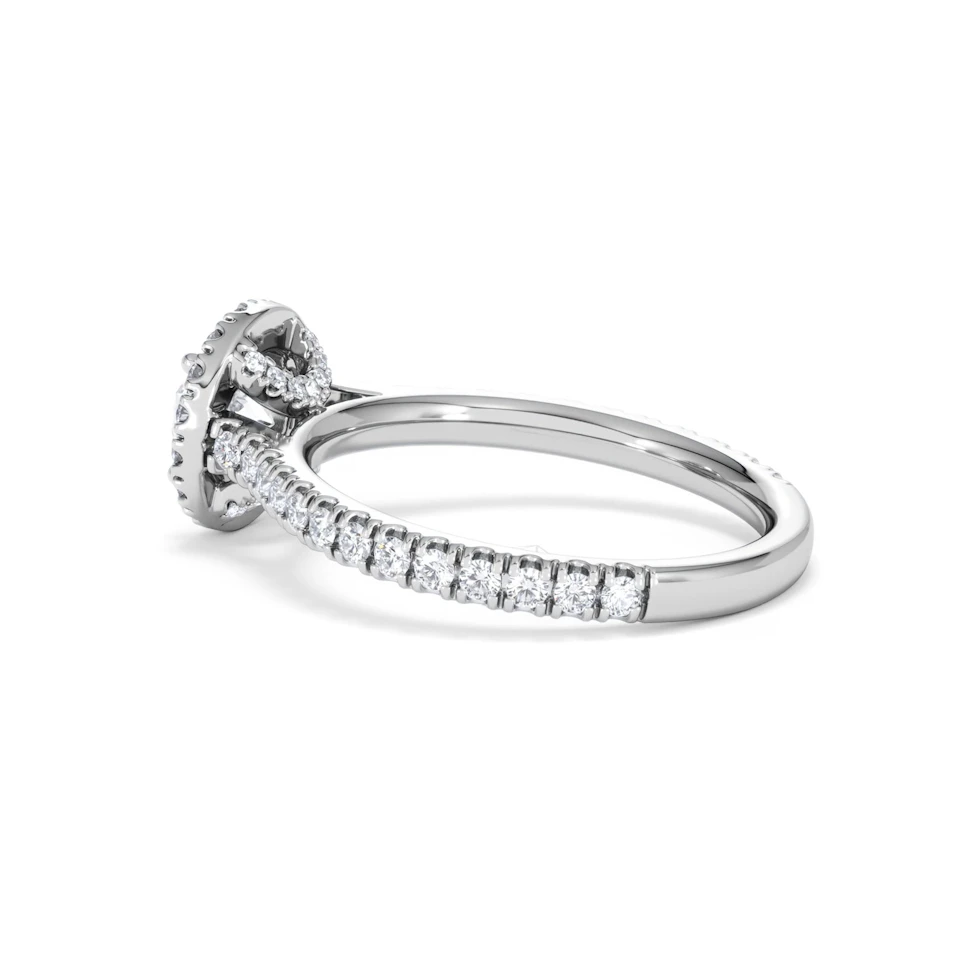Reina GIA Diamond Halo Engagement Ring in 18K White Gold 1.40ct G/SI2