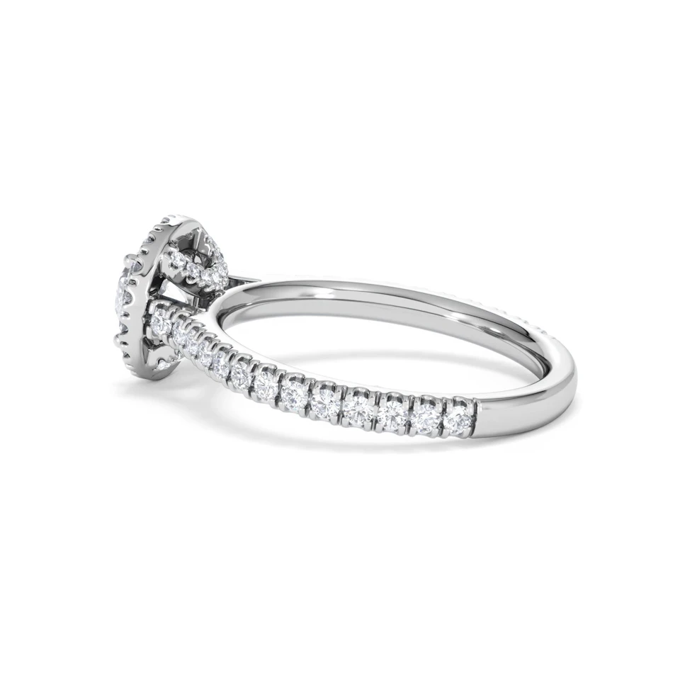 Reina GIA Diamond Halo Engagement Ring in 18K White Gold 1.40ct G/SI2