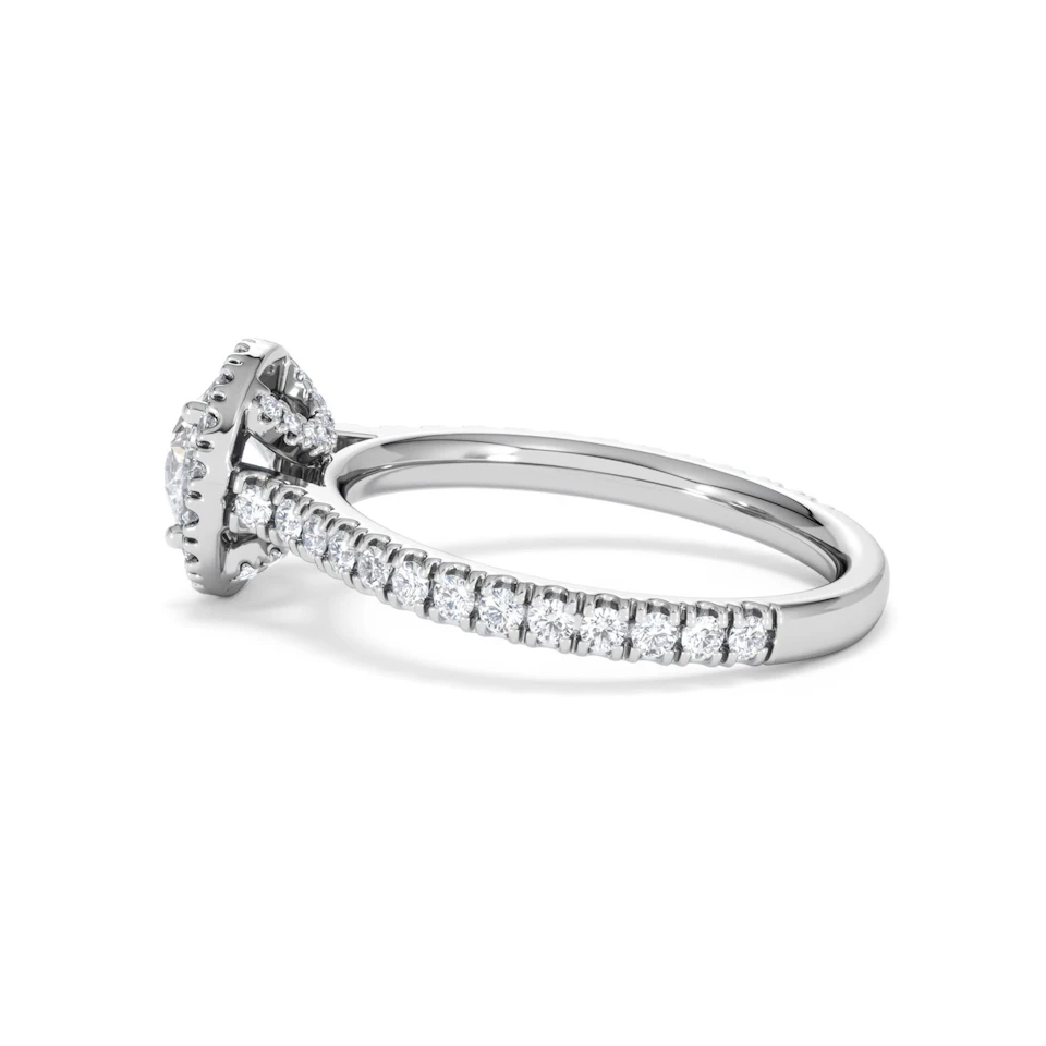 Reina GIA Diamond Halo Engagement Ring in 18K White Gold 1.40ct G/SI2