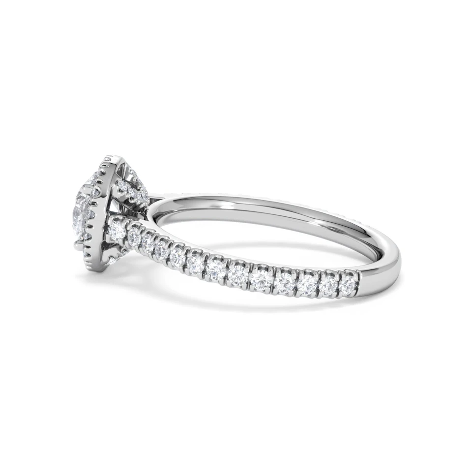 Reina GIA Diamond Halo Engagement Ring in 18K White Gold 1.40ct G/SI2